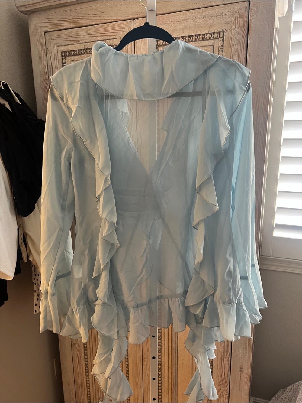 Commense Light Blue Sheer Ruffle Blouse - Picture 5 of 5